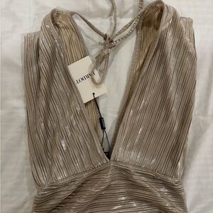 Bardot Metallic Plissé Halter tie Top size 6 Small